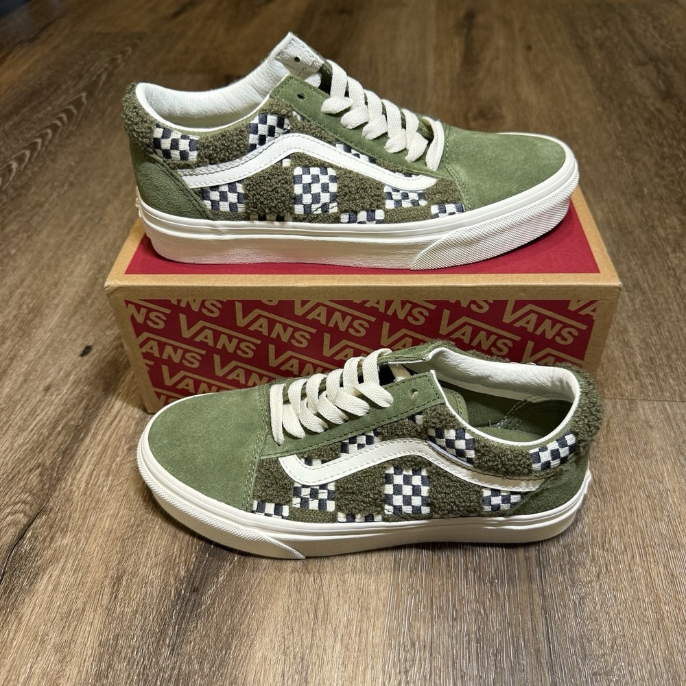 Vans Old Skool Tufted‎ Check Loden Green Shoe Womens 5.5 Mens 4 Patchwork Unisex